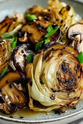 Savory Charred Cabbage with Creamy Miso Mushrooms Delight