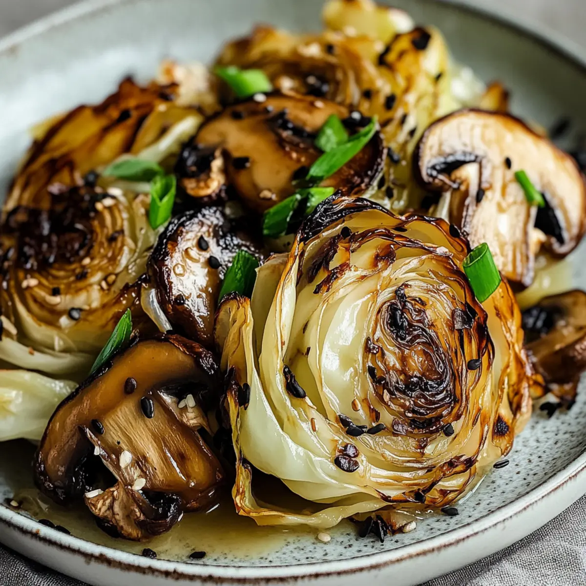 Savory Charred Cabbage with Creamy Miso Mushrooms Delight
