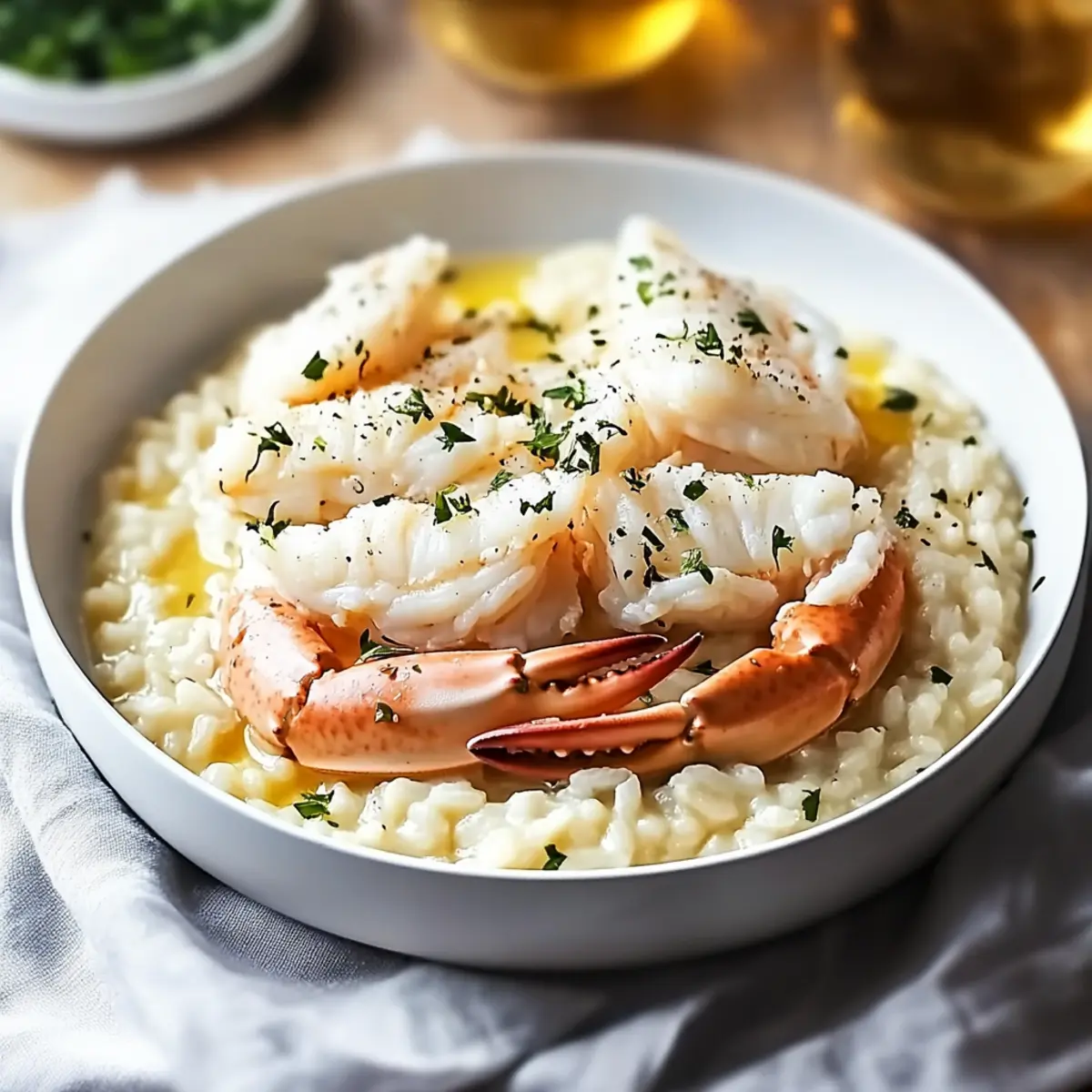 Creamy Crab Risotto with Garlic Wine Sauce Delight