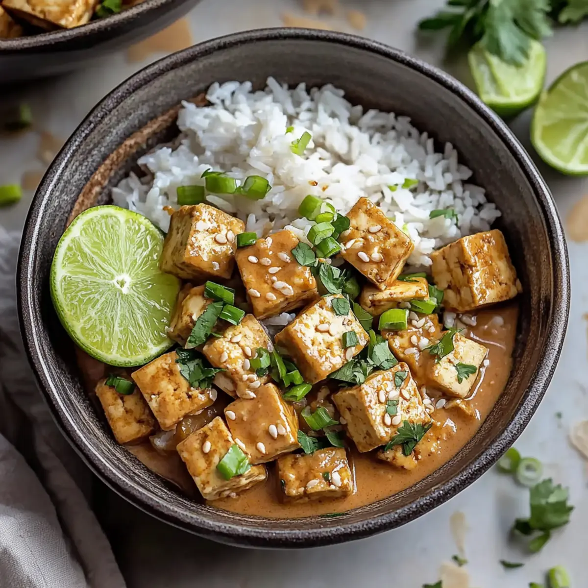 Savory Peanut Tofu with Coconut Rice for Cozy Nights