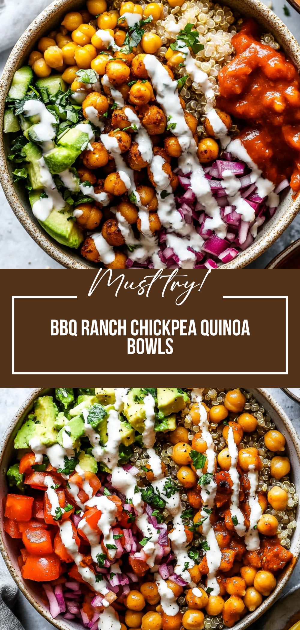BBQ Ranch Chickpea Quinoa Bowls