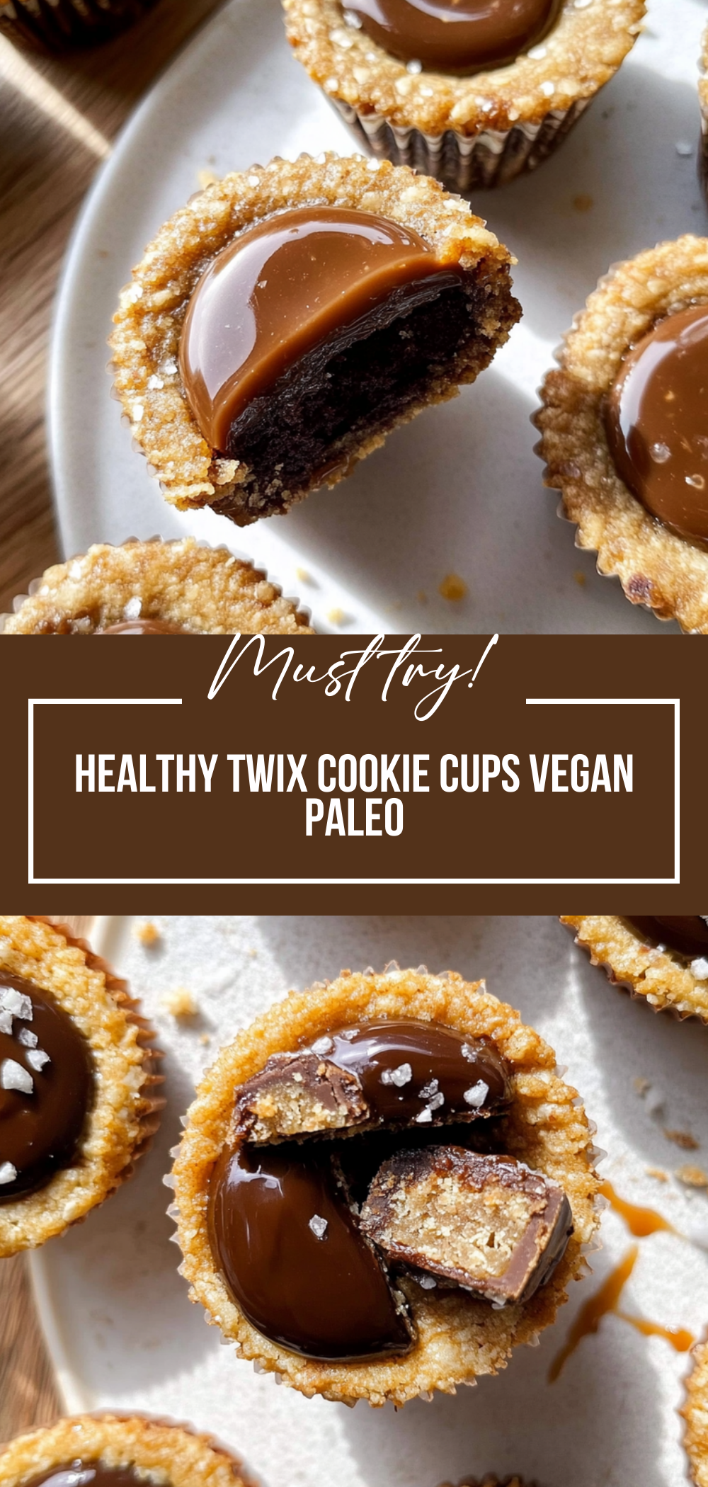 Healthy Twix Cookie Cups (Vegan, Paleo)