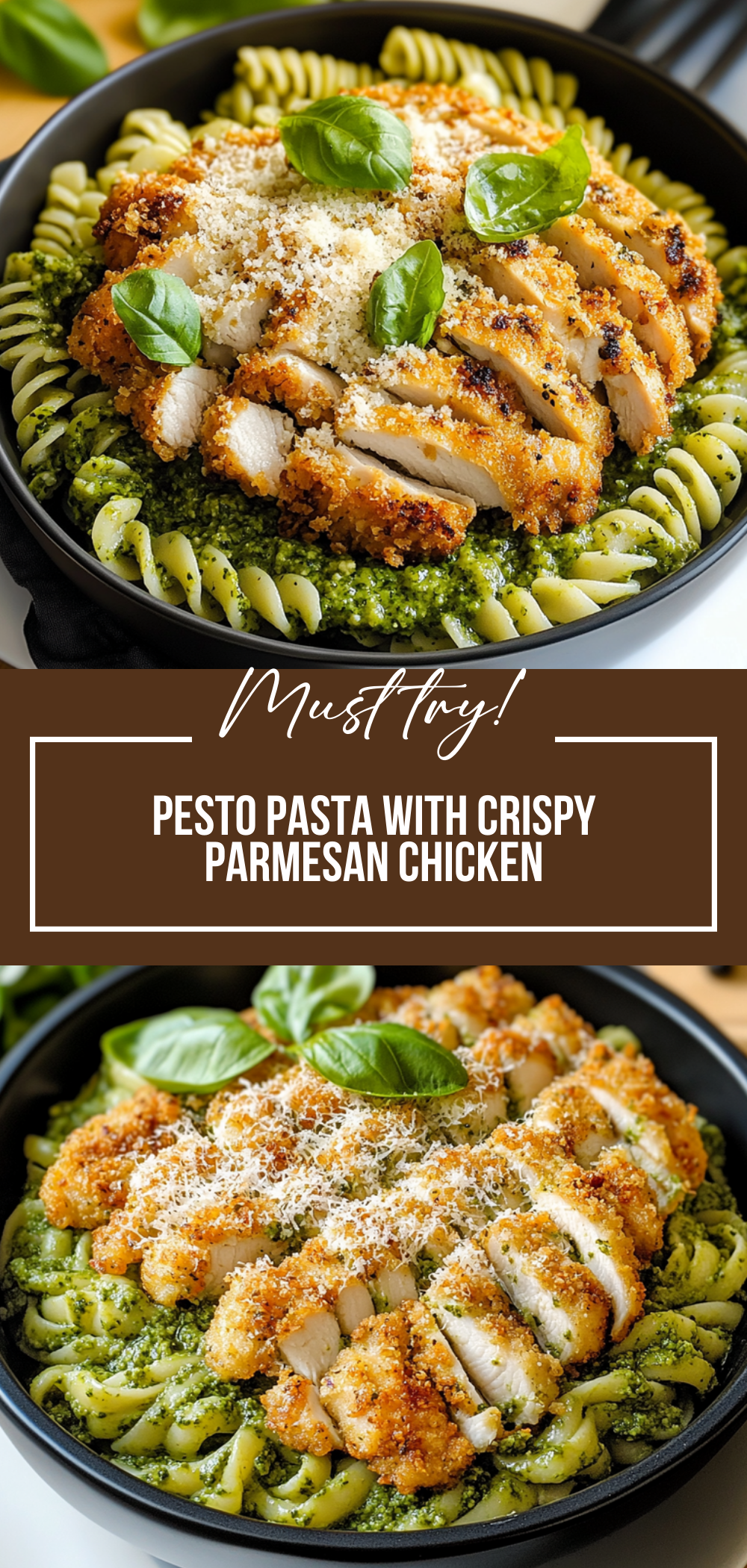 Pesto Pasta with Crispy Parmesan Chicken