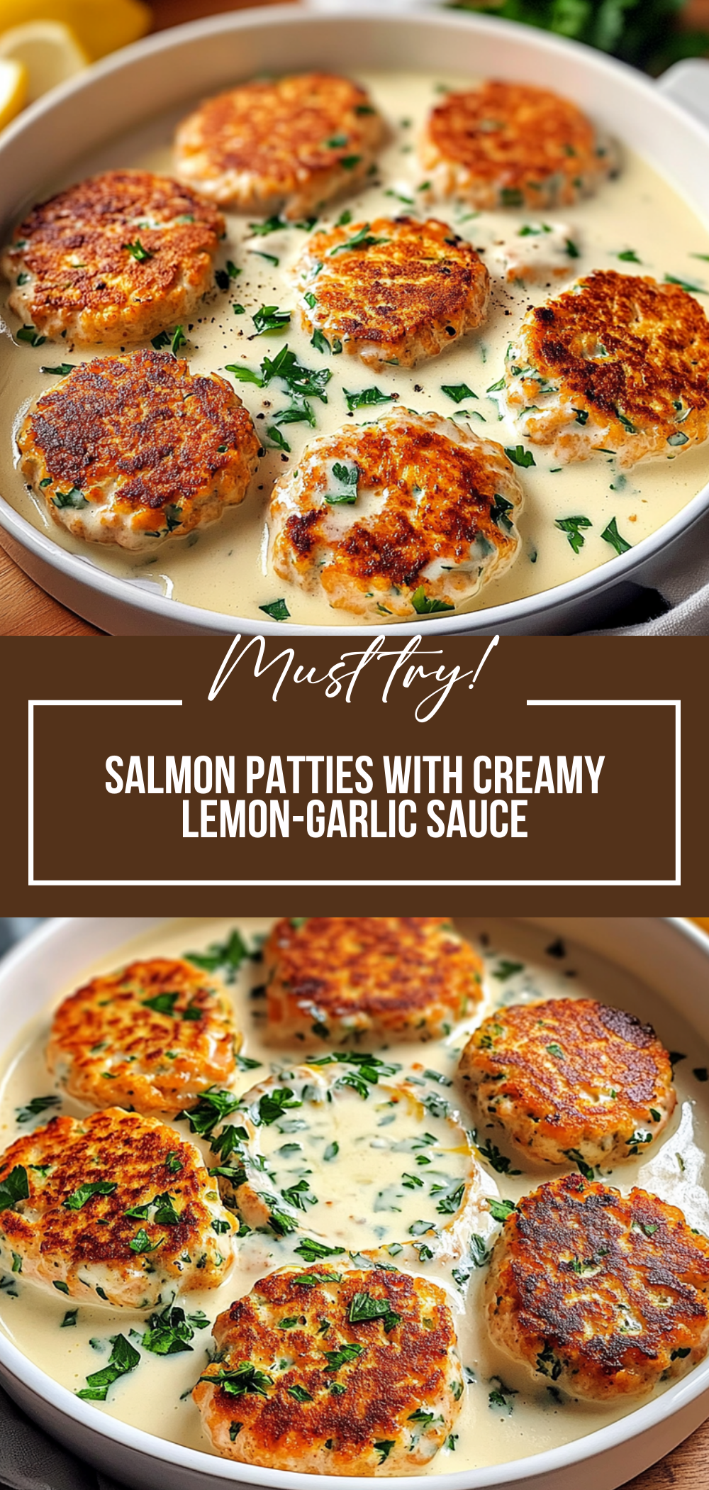 Salmon Patties with Creamy Lemon-Garlic Sauce