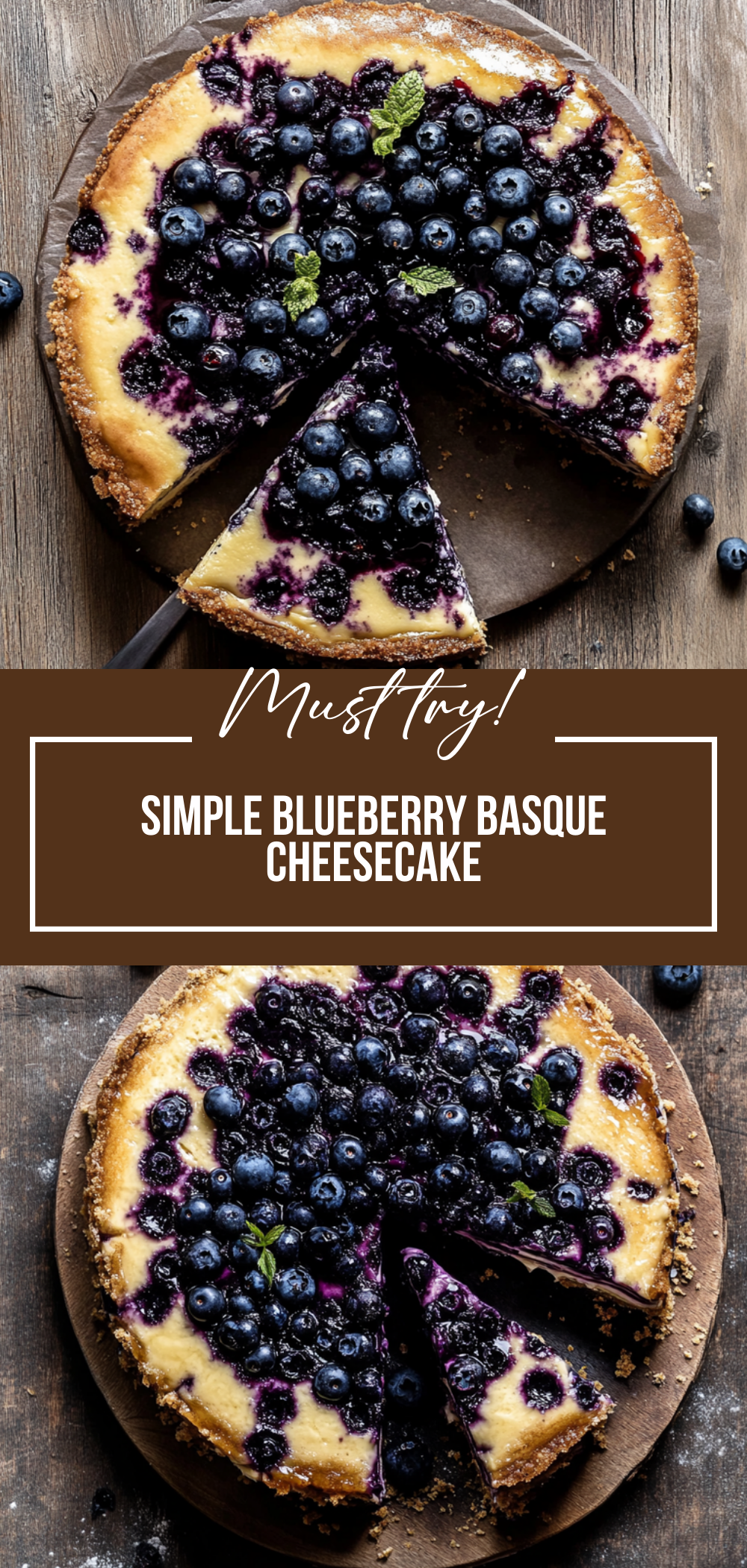 Simple Blueberry Basque Cheesecake