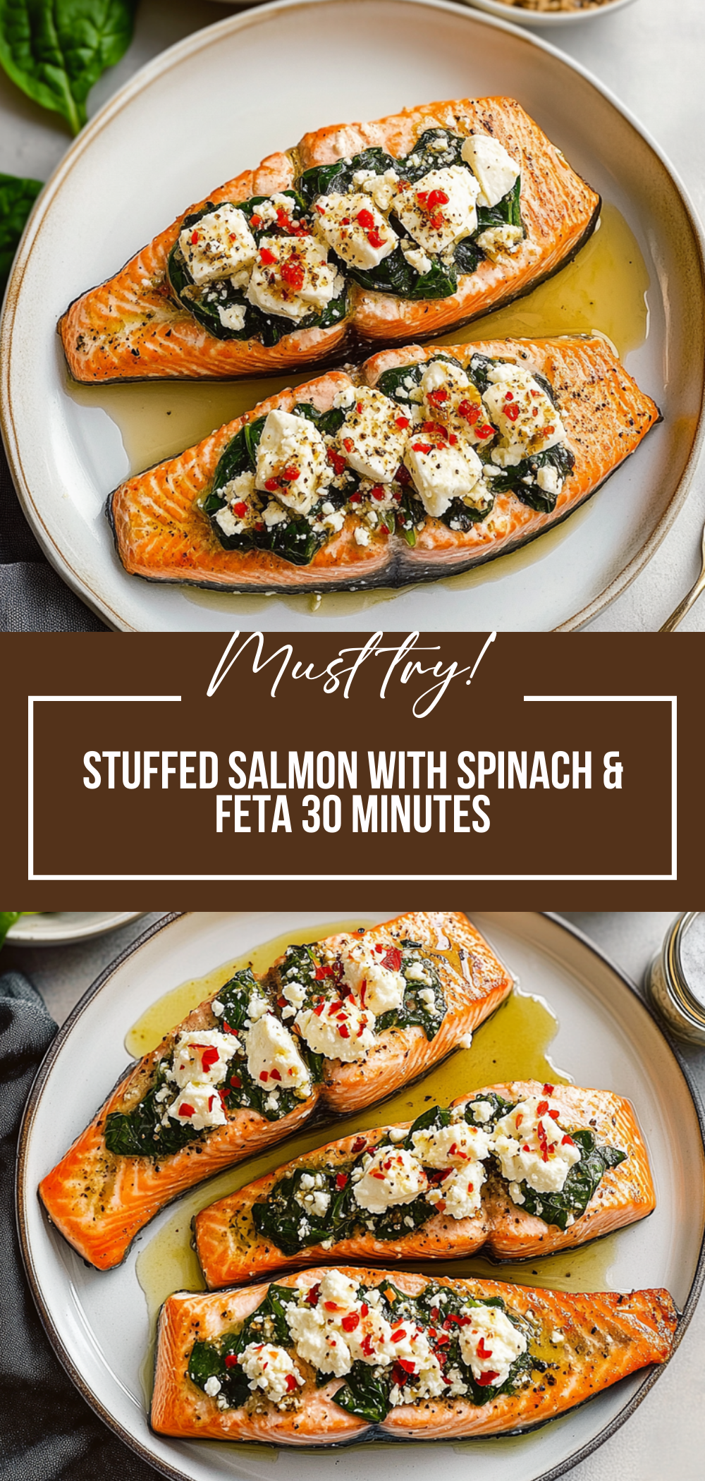 Stuffed Salmon With Spinach & Feta (30 minutes!)