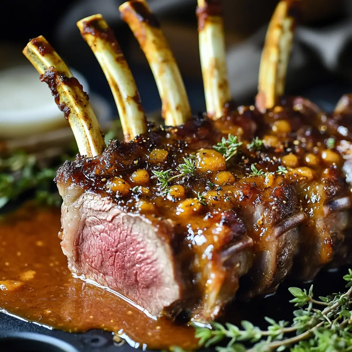 Mouthwatering Roast Rack of Lamb with Apricot Mustard Glaze